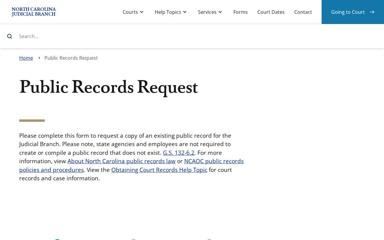 Camden County court records NCAOC public records request form