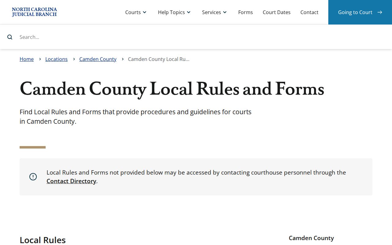 Camden County criminal docket local rules and forms page