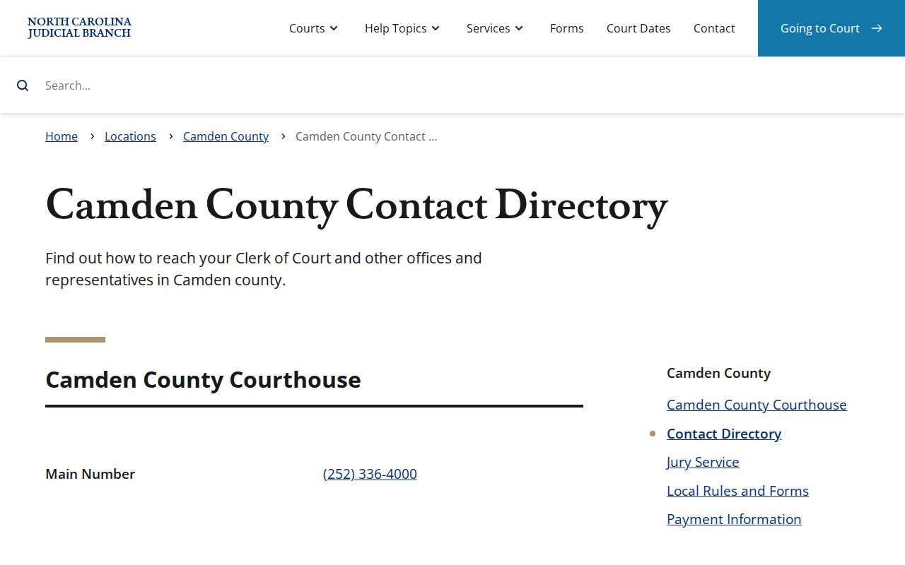 Camden County court docket official court contact directory