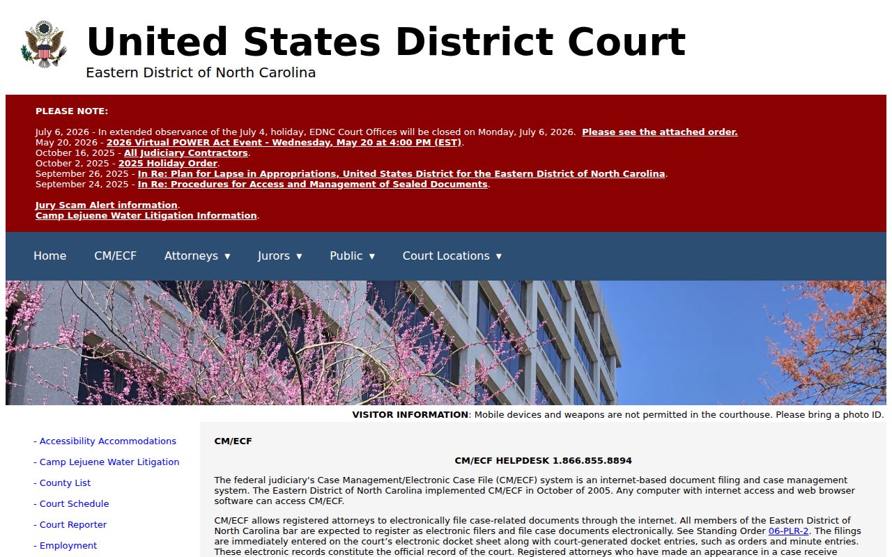 Camden County court docket Eastern District CM ECF federal access