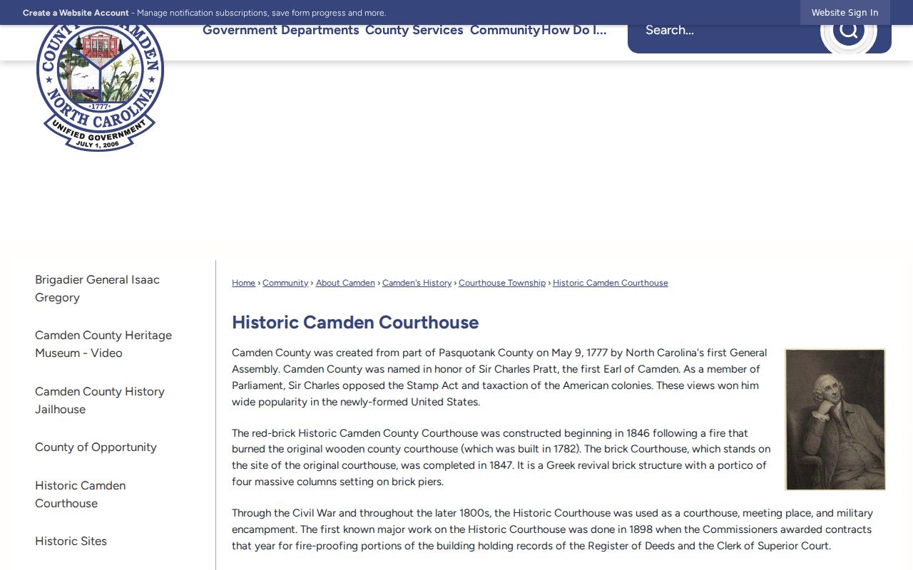 Camden County court docket historic courthouse record history
